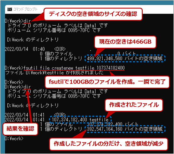 【Windows 11対応】巨大サイズのファイルをfsutilコマンドで簡単に作る：Tech TIPS - ＠IT