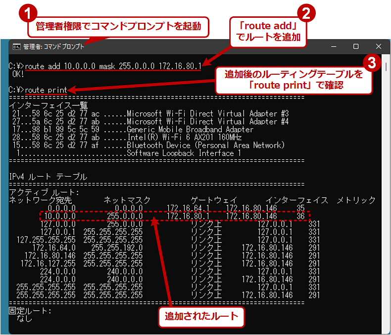「route」コマンドでWindows OSのルーティングテーブルを操作する：Tech TIPS ＠IT