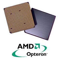 写真：AMD Opteronとロゴ・マーク