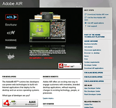 Adobe AIRのページ