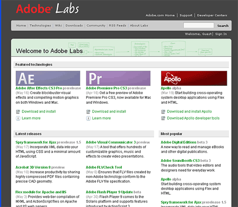 3　Adobe Labsはリリース前のRIA技術の評価のための貴重な情報源だ