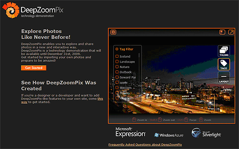 図1　DeepZoomPixを使うと、自分の画像アルバムをDeepZoomで表現できる