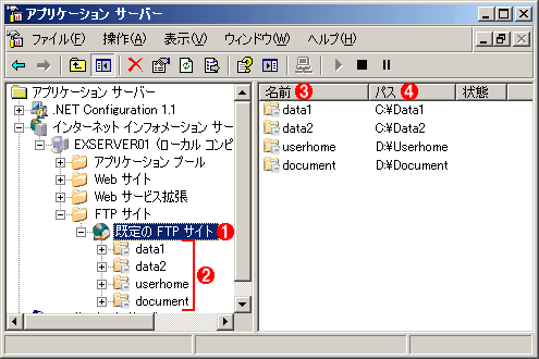 Ftpの仮想ディレクトリに対応するフォルダを作成する It