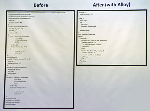標準フレームワーク「Alloy」を使ったコードと、「Alloy」を使っていないコードの比較